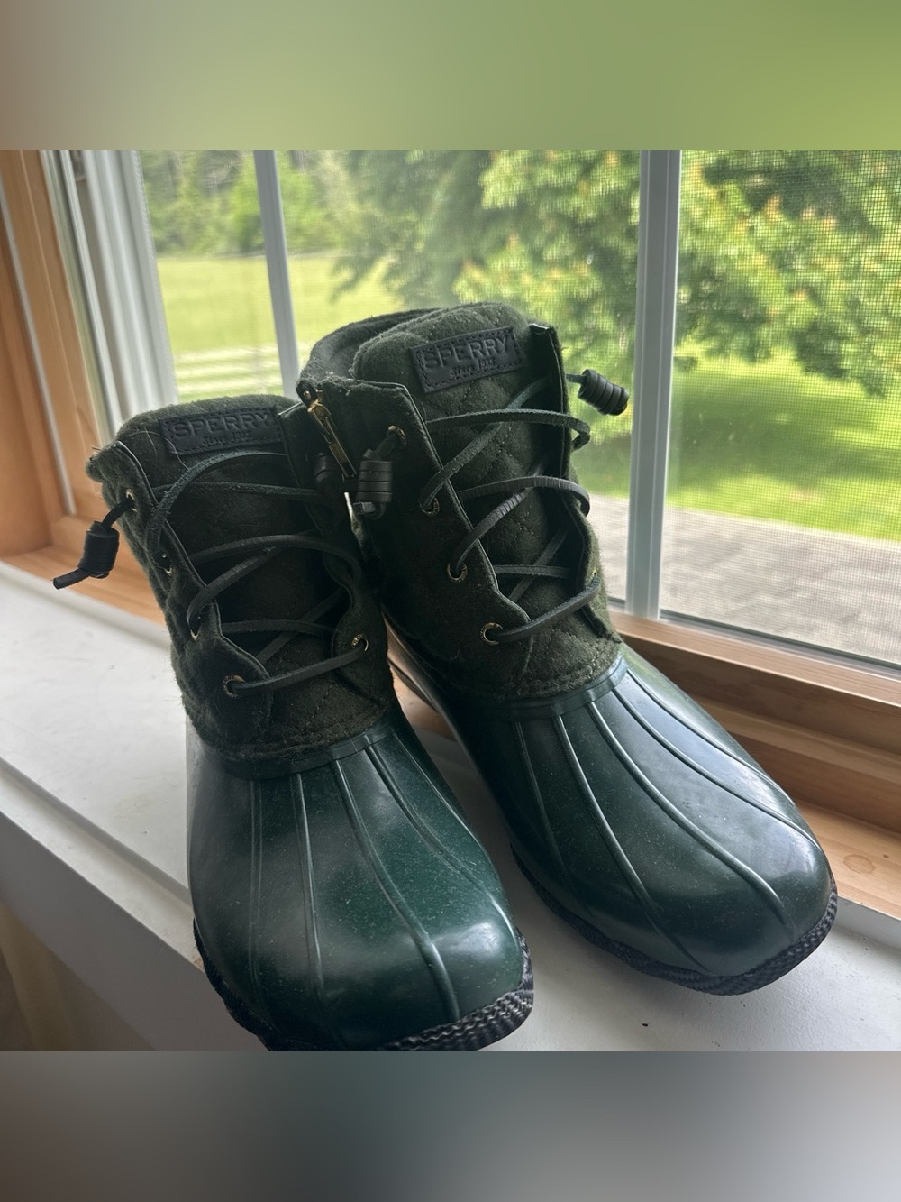 Sperry Olive Green Lace-Up Wool Boot